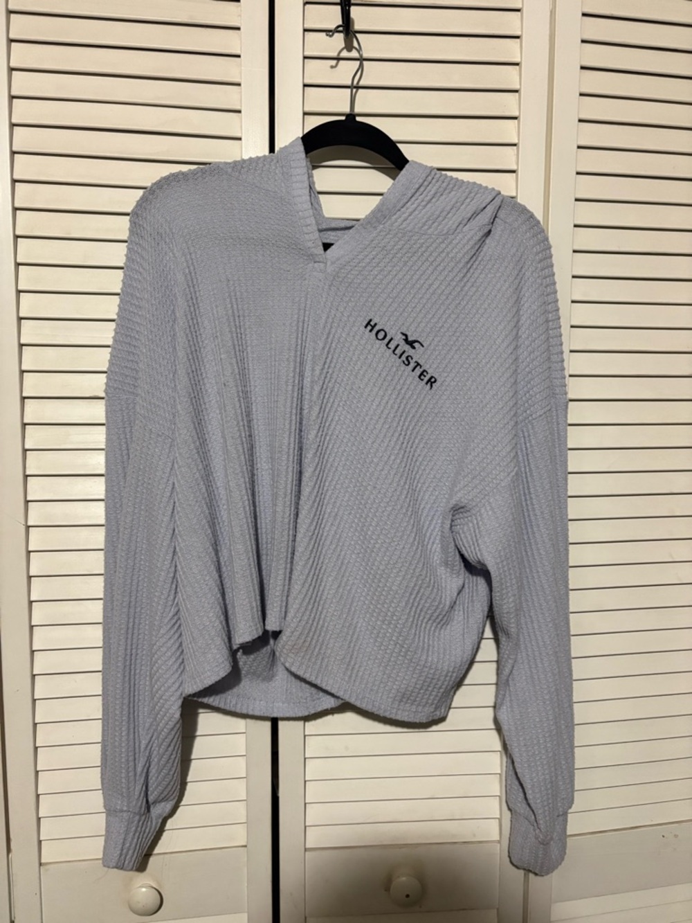 Hollister Light Gray Waffle Hoodie Pullover